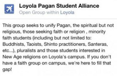 an advertisement for the Loyola Pagan Student Alliance