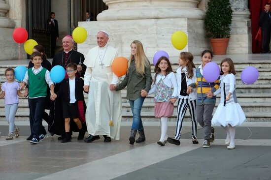 Pope Francis with balloons