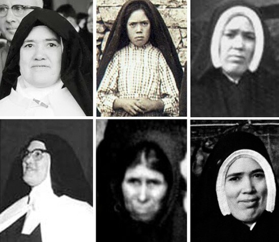 A photo comparison between six pictures of Sister Lucy