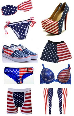 The American flag made into underwear and clothes