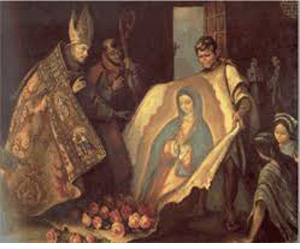 Our Lady of Guadalupe image appears on the tilma of Juan Diego