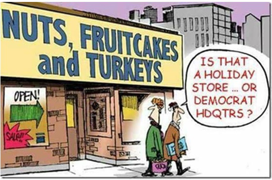 A political cartoon mocking Democrat headquarters