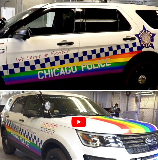 Chicago police rainbow car