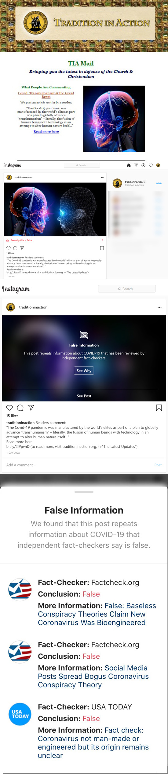Instagram bans TIA post