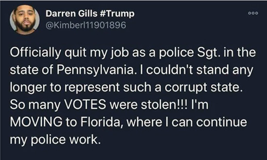 Police officer abandons Pennsylvania