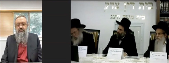 Dr. Zelenko with a rabbinical tribunal in Israel