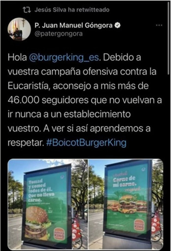 Priest's tweet about Burger King Blasphemy