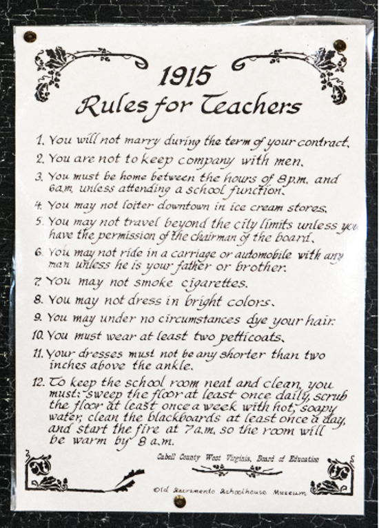 Rules for Teachers - 1915