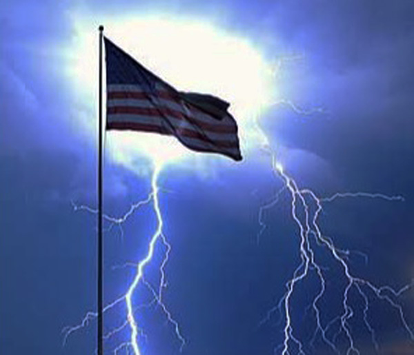 Flag in the strom