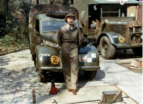 Princess Elizabeth in uniform during WWII