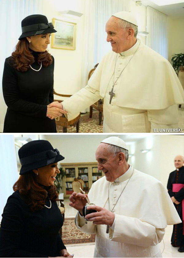 Pope Francis kisses Argentina President 2