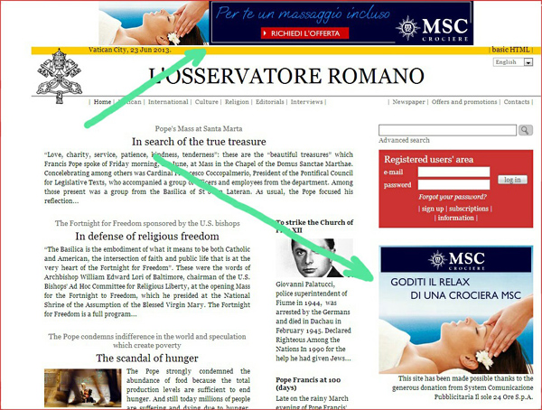 Osservatore Romano promotes massages