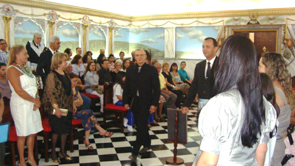 Fr. Garcia at a Freemason lodge