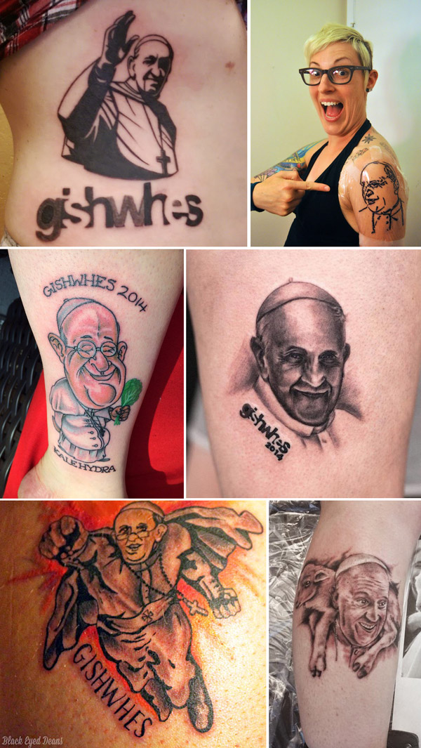 more photographs of Pope Francis tattoos