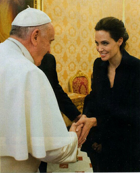 Pope Francis receives Angelina Jolie 1