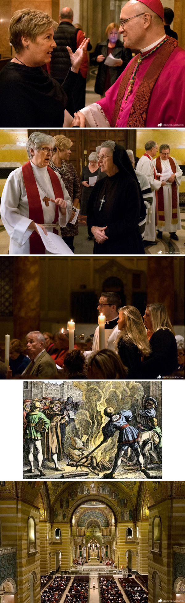 photo collage of Protestants at St. Louis Cathedral and ecumenism with protestants