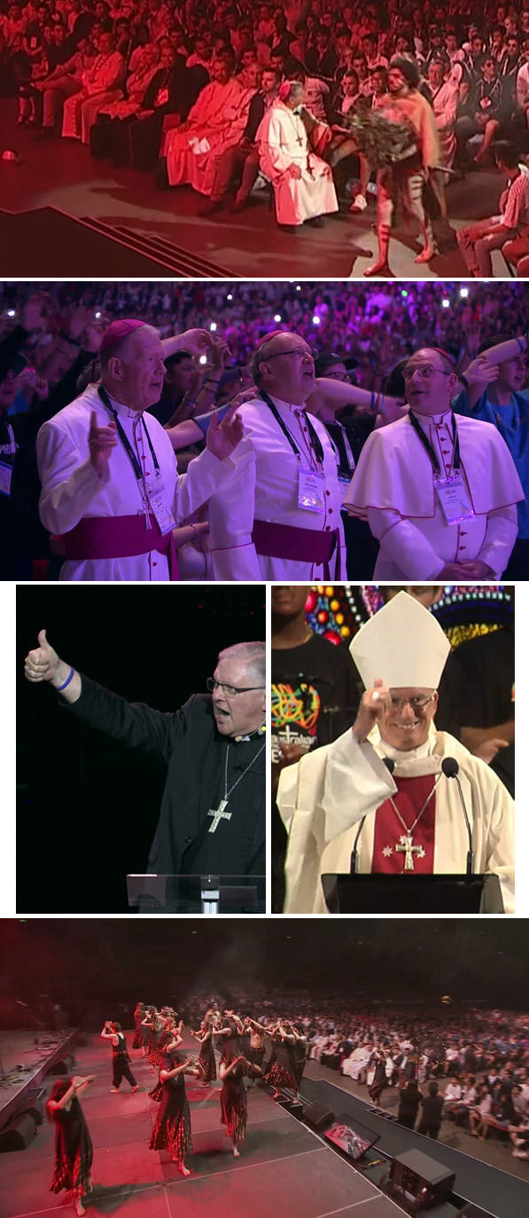 Photo collage of prelates giving their approval as they preside over the Catholic Youth Festival in Australia 2017