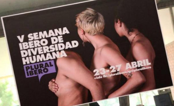 Diversity Week posert in Mexico depicting nakd womens torsos