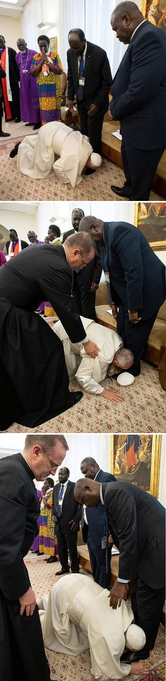 Pope Francis kisses feet of Muslim politicians
