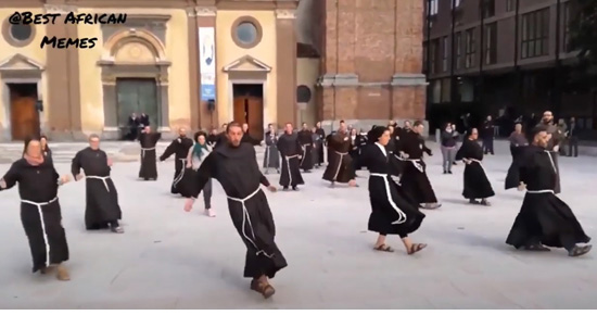 Franciscans dancing to Jerusalema