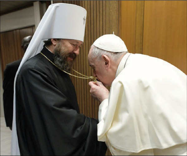 Francis kisses icon of Russian Schismatic Metropolite