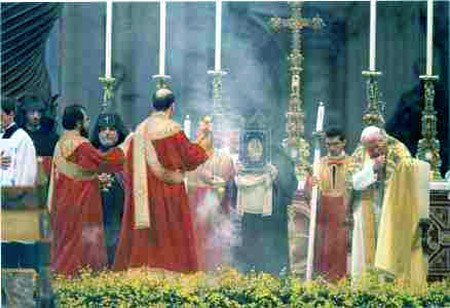 A liturgical ceremony with heretics in St. Peter's Basilica