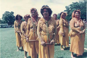 Topless native attendees of John Paul II 