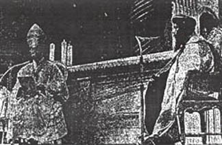 Paul VI gives a speech with Shenouda III