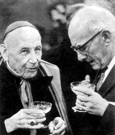 Oscar Cullmann and Cardinal Augustin Bea toasting