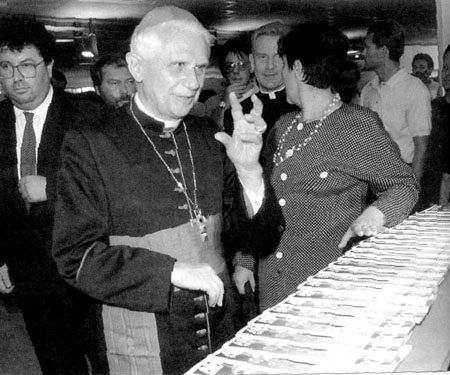 A black and white photograph of Ratzinger