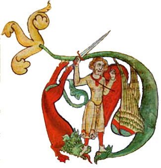 Angel crushing dragons