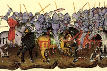 mounted knights in fierce combat
