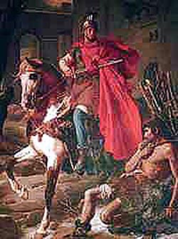 St. Martin of Tours cutting his cloak for a beggar