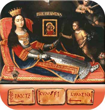 St. philomena receiving the plam of martyrdom from angels