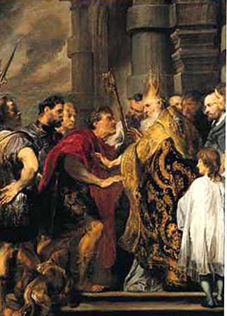 St. Ambrose denying entrance to Emperor Theodosius