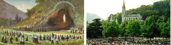 Pictures of the Apparition and Basilica at Lourdes