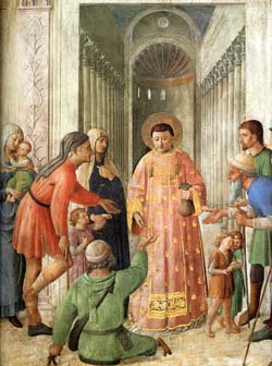St. Laurence distributing alms to the poor, by Fra Angelico