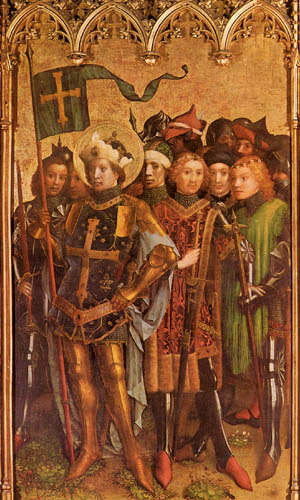 A painting of knights from the side altar of the Duomo, Italy