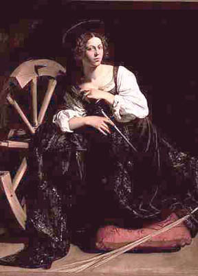 St. Catherine by the wheel and holding a palm, by Caravaggio