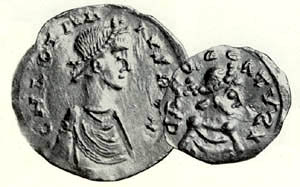 7th century coins showing kings Clotaire and Dagobert
