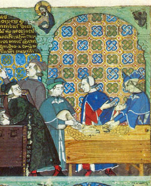 A medieval depiction of a treasury