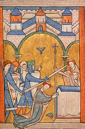 A medieval depiction of the murder of St. Thomas Becket