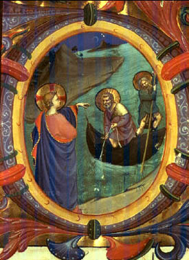 Sts. Peter and Paul fishing at the command of Our Lord