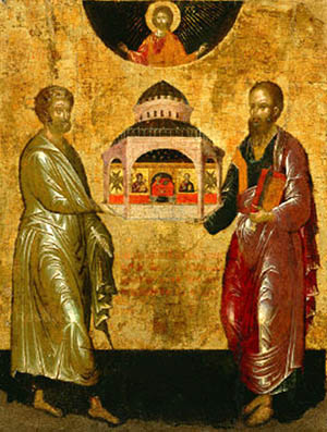 Sts. Peter and Paul holding the Church before God
