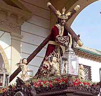 A statue of Christ carrying the Cross in a Holy Week procession, Seville