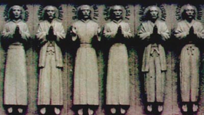 A carving of some of the 26 martyrs in Nagasaki