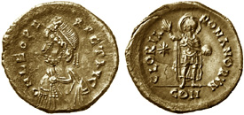 A coin bearing the imprint of Emperor Leo I
