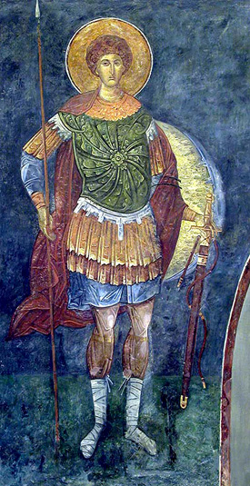 A Byzantine painting of a military saint