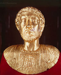 A bust of Emperor Marcus Aurelius
