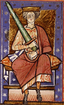 A medieval image of a noble holding a sword